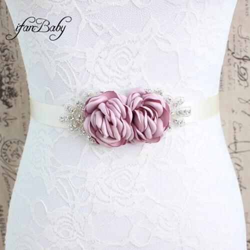 Fashion Pattern flower with rhinestone Sash,Wedding Sashes Belt for Girl women 5colors