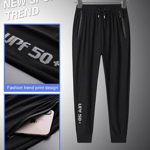 2021 Men Jogging Running Pants casual ice silk Soft Bodybuilding Joggers Gym Fitness Trousers Training Pant Sport Sweatpants 6XL