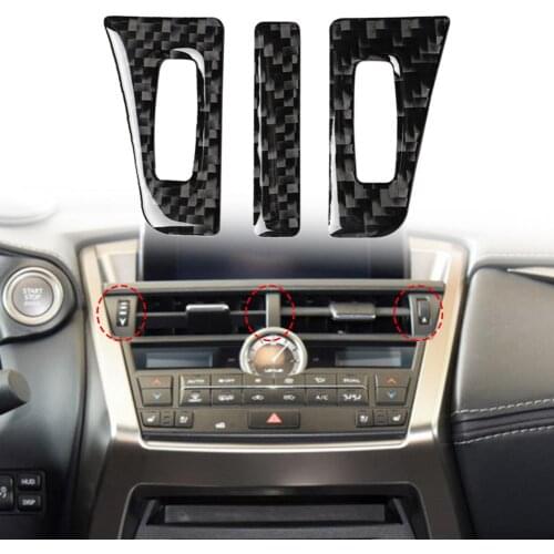 3Pcs Carbon Fiber CD Panel Air Outlet Vent Sticker Cover Interior Decor for Lexus NX 200 200t 300h 2014-2021 Car Accessories