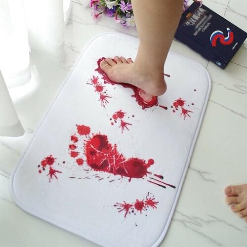40*60cm Non-slip Bath Bathroom Mat Halloween Style Scare Your Friends Bloody Footprint Floor Carpets for Kitchen Doorway Hallway