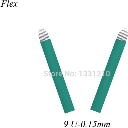 Permanent Makeup Needles Lâminas Microblading Green Nano 9U Preta 0.15mm Tebori Microblading For Eyebrow Manual Pen