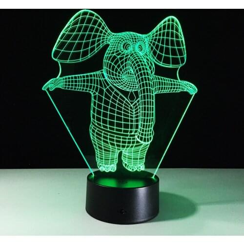 Remote control colorful elephant 3D cartoon model Multicolored visual stereoscopic touch switch visual LED model lamp gift A68
