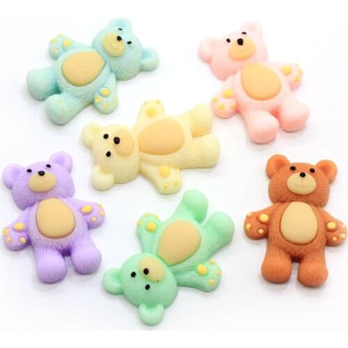 Colorful Cartoon Bear Flatback Resin Cabochon DIY Embellishments For Scrapbooking Jewelry Accessories Phone Decoration
