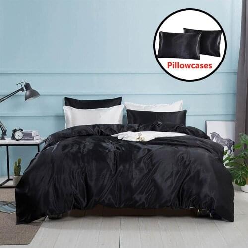 Luxury Bedding Set Satin Silk Queen King Size Bed Set Comforter Quilt Duvet Cover and Bed Sheet Pillowcase 4 Pieces Full Sets