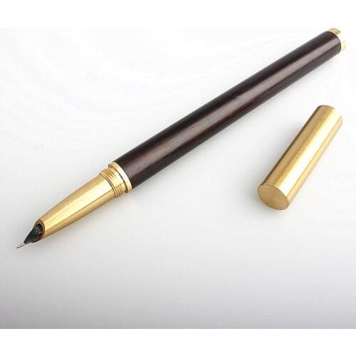 NEW wood Fountain Pen Extra Fine 0.38mm Nib /Bent (Curved) 0.8mm Optional Advanced Office Business Writing Gift