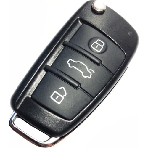 Folding Flip Car Remote Key Cover For Audi Q7 A3 A4 A6 A6L A8 TT Uncut Blade Replacement 3 Button Key Shell Fob Case