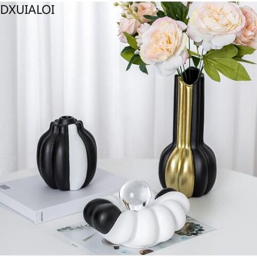 Modern minimalist style ceramic frosted vase Nordic home decoration ornaments creative soft ceramic ornaments DXUIALOI