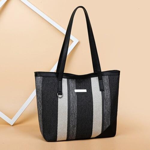 Fashion Splicing PU Canvas Top-handle Bag Autumn Portable Women Shoulder Satchel Portable Street Daily Handbag Street Clutch