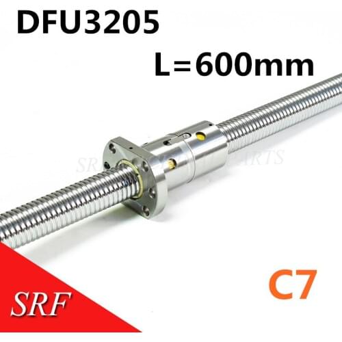 32mm Rolled Ball screw RM3205 L=600mm lead screw C7 with DFU3205 Ballscrew Double ball nut no end machined