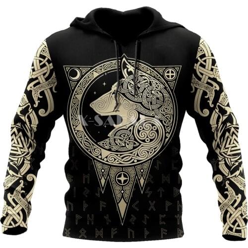 Tattoo Viking Wolf Animal 3D Full Print Size XS-7XL Hoodie Man Women Harajuku Outwear Zipper Pullover Sweatshirt Unisex-2