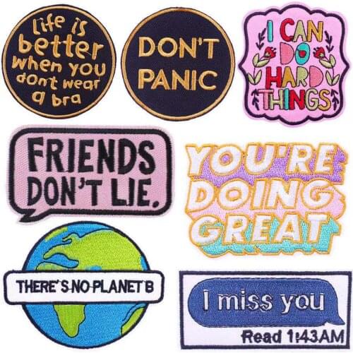 Cartoon Letter Embroidery Patches For Clothing DIY Thermal Adhesive Patch Earth Embroidery Patches Iron-On Transfers For Clothes
