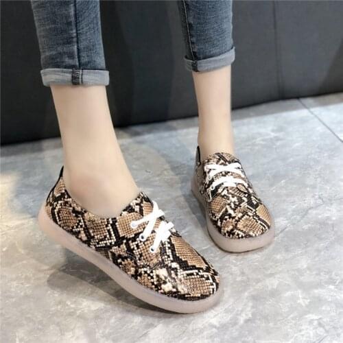COOTELILI New Fashion Serpentine Flats Women Shoes For Woman Lace Up Flat 2cm Heel Basic Female Ladies Plus Size 41 42 43