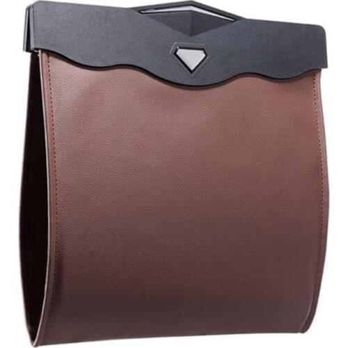 Smart LED Car Trash Can Waterproof Garbage Bag Leather Storage Pocket Reusable QW