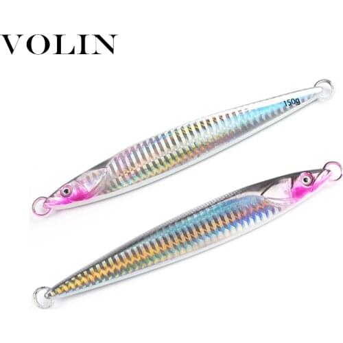 VOLIN NEW Luminous Fast Fall 150g 200g Sinking Jigging lure Artificial Bait Japan Laser Metal jigs Glow Sea fishing lure Hard