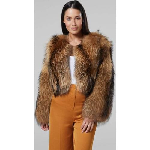 Natural Raccoon Fur Coat Plus Size Jacket Winter Women Warm Thick Overcoat 2021 New Plush Fashion