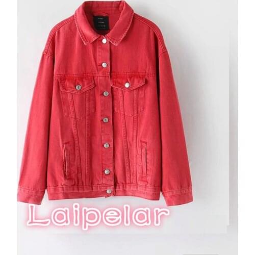 2020 Womens Fashion Black Denim Jacket Basic Coat Streetwear Loose Casual Button Bomber Jeans Jacket Chaqueta Mujer