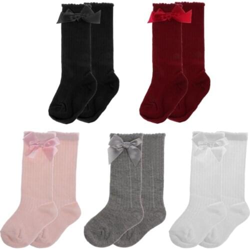 1 Pair Baby Girl Knee High Bows Princess Socks Kid Bebe Long Tube Booties Vertical Sock New Butterfly knot socks Kids Socks