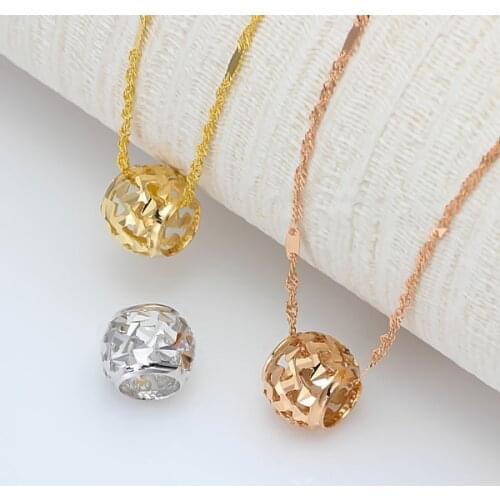 1PCS Genuine 18K Gold Pendant White Gold Rose Gold Lucky lulutong Bead Hollow Ball Pendant Free Shipping For Women Girl New