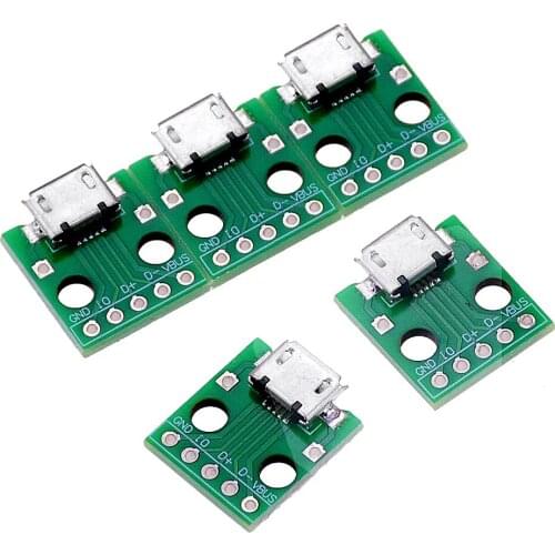 10PCS MICRO USB To DIP Adapter 5Pin Female Connector B Type PCB Converter Breadboard Switch Board SMT Mother Seat