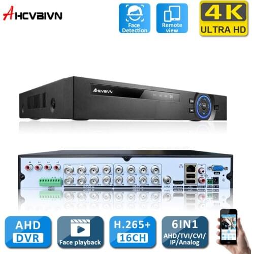 16CH AHD DVR HD 4K CCTV Security Camera System Kit 6 IN 1 16CH 8MP Hybrid DVR 16 Channels Digital Video Surveillance Recorder