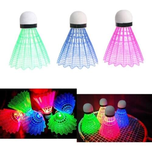 3Pcs LED Rainbow Badminton Ball Head Nylon Badminton Feathers for Game Sport Entertainment with Transparent Barrel