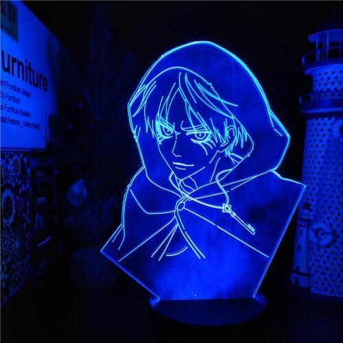 Attack On Titans 3D Lamp Eren Jaeger LED Night Light Anime Christmas Decoration Lampara Bedroom Navidad Lights Decor Lighting
