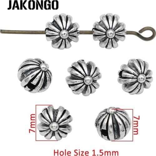 60PCS Pumpkin Spacer Beads Antique Silver Plated Loose Beads for Jewelry Making Bracelet Jewelry Accessories DIY