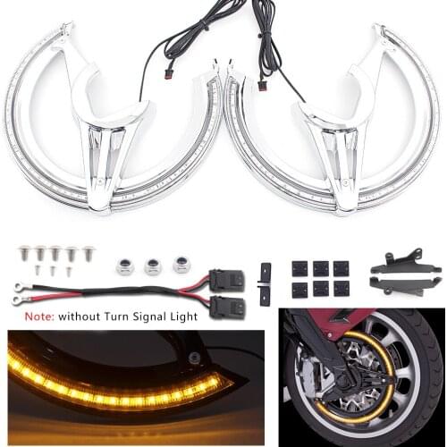 Motorcycle Accessories Chrome Brake Disc Rotors Covers with Amber LED Light For Honda Gold Wing GL1800 GL 1800 2018-Up