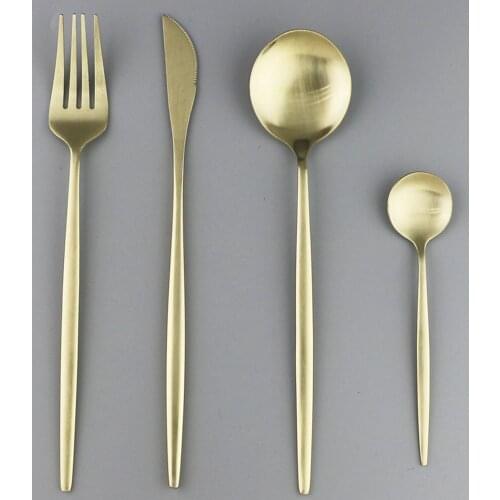 Champagne Dinnerware Set 18/10 Stainless Steel Cutlery 4pcs/set Knife Fork Spoon Tableware Kitchen Dinner Western Silverware Set