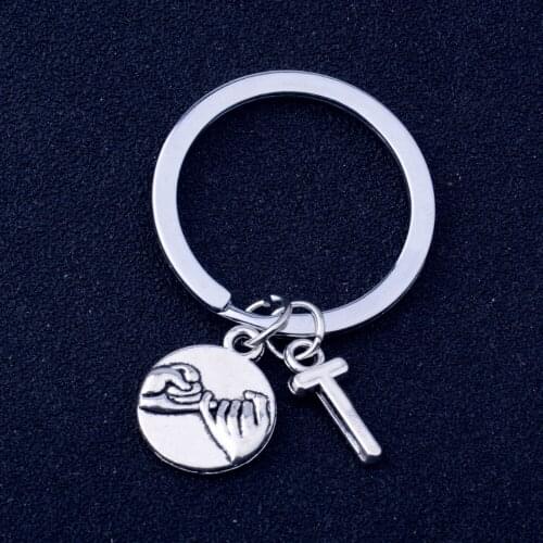 Letter T Hand In Hand Alloy Charm Pinky Swear Promise Keyring Best Friend Friendship Gift Couple Lovers Kids Parents Key Chain