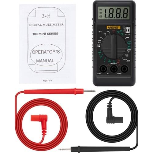 DT-182 Digital Mini Multimeter DC/AC Voltage Current Meter Handheld Pocket Voltmeter Ammeter Diode Triode Tester Multitester