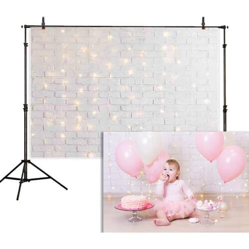 MEHOFOTO Photography Backdrop Bokeh White Glitter Brick Wall Baby Shower Background Photocall Photobooth Photo Studio Prop