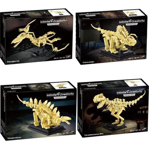 Jurassic Dinosaur World Park Series T-rex Triceratops Skeleton Building Blocks Indominus Rex Dino Fossil Bricks Toys Kids Gifts