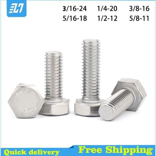 Inch Hex Bolt External Outside Hexagon Head Cap Screw 304 Stainless Steel 3/16 1/4 3/8 5/16 1/2 5/8