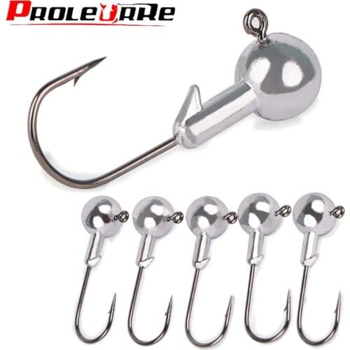 5pcs/lot Exposed Lead Jig Head 3.5g 5g 7g 10g 14g Barbed Hook Soft Lure Jigging Worm Shad Hook Fishing Hooks Accessories