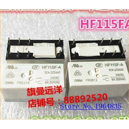 HF115F-A 024-2ZS4AF 24VAC 8 8A