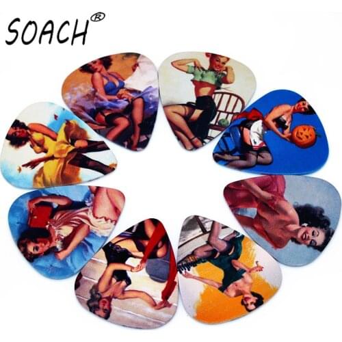 SOACH 10pcs 0.71mm guitar picks high quality two side earrings pick design Guitar Accessories pick for ukulele bass