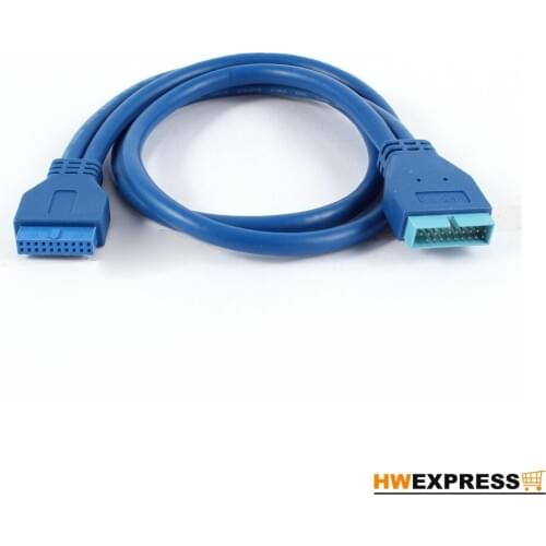 HWEXPRESS Hot Superspeed USB 3.0 20 Pin Male to Female Motherboard Cable Blue 50cm