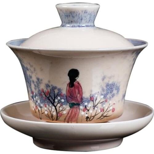 Jingdezhen Gaiwan 130ml Handmade Ceramic Tea Bowl Art Teaware Master Cup Tea Tureen Drinkware Decor Crafts As Birthday Gifts