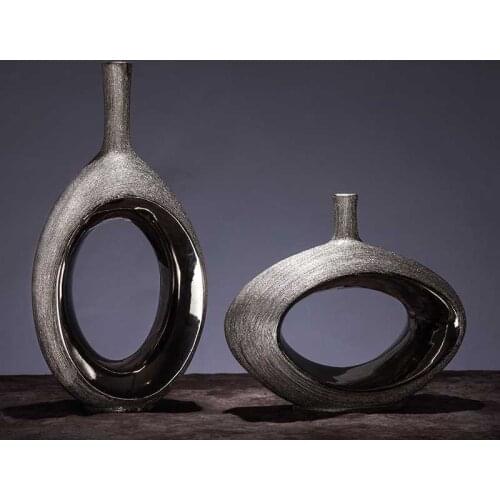 Modern minimalist ceramic vase sculpture/Abstract statue Floral arrangement hand-carved craft home decorations wedding ornaments