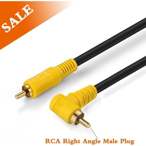 1Pcs Right Angle RCA Digital Audio Male Plug Cable 90 Degrees RCA TV 211 Coaxial Subwoofer Cord Male to Male Speaker Hifi Cable