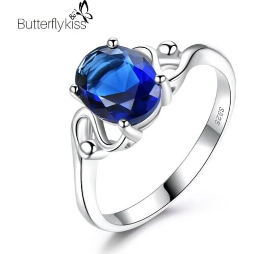 BK New Trendy Nano Sapphire Rings For Women Girl Real 925 Sterling Silver Wedding Engagement Fine Jewelry Female Gifts