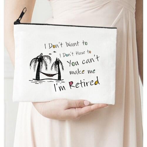 I'm Retired Makeup Bag Letter Flower Print Cosmetic Bags Mom Life Make Up Bags Toiletries Organizer Pouch Ladies Clutch Gifts