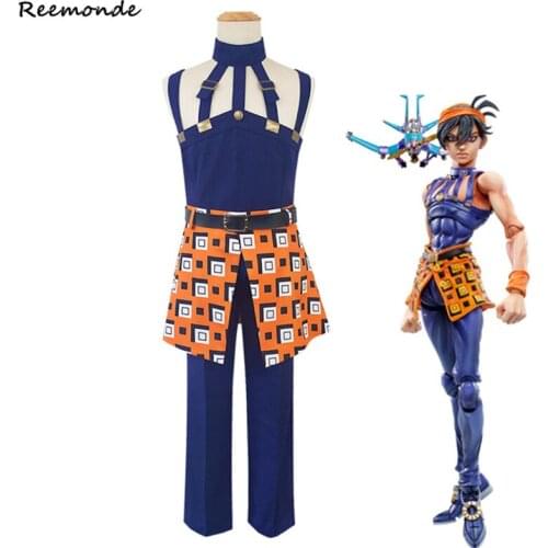 Anime JoJos Bizarre Adventure Cosplay Costumes Narancia Ghirga Top Pants Full Set JoJo Uniform Girl Halloween Adult Women Party