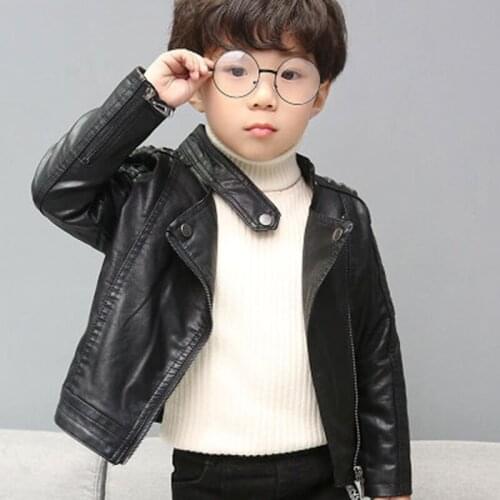 Boys Girls Faux Leather Bomber Jacket Cardigan Casaco Short Coat Vintage Windbreakers Kids Casual Outerwear 2-15years Clothes