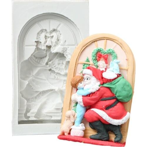 Luyou 1pcs Santa Claus Silicone Mold 3D Cake Border Fondant Cake Decorating Tools Christmas Cake Chocolate Moulds FM1735
