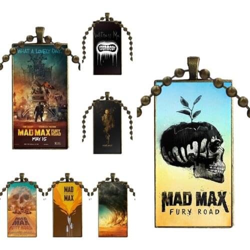 Mad Max Fury Road Art Book For Women Necklace With Bronze Plated Glass Cabochon Choker Long Pendant Rectangle Necklace