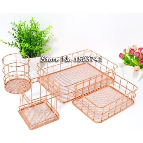 Rose Gold Home Desk Stationery Decor Pen Pencil Pot Holder Container Organizer Students Supplies Pencil Marker Holders Gifts