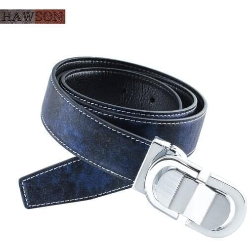 Trendy Belts for Men Blue/Black Leather with Silver Pin Belt Buckle Strap Male Dress Free Shipping