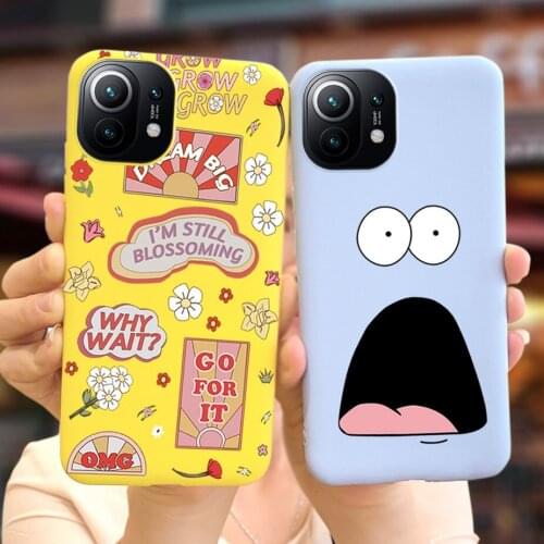 Mi 11 Cartoon Case For Xiaomi Mi 11 Mi11 Back Cover 6.81'' Soft Silicone Cute Candy Painted Coque For Xiaomi 11 Mi11 Phone Cases